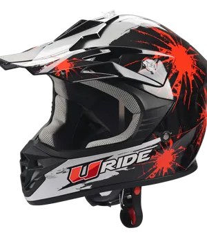 CASQUE ENFANT NOIR et ROUGE - TACHES PEINTURE