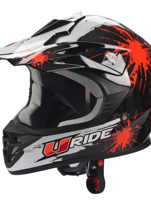 CASQUE ENFANT NOIR et ROUGE - TACHES PEINTURE